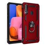 Wholesale Samsung Galaxy A20S Tech Armor Ring Grip Case with Metal Plate (Red)